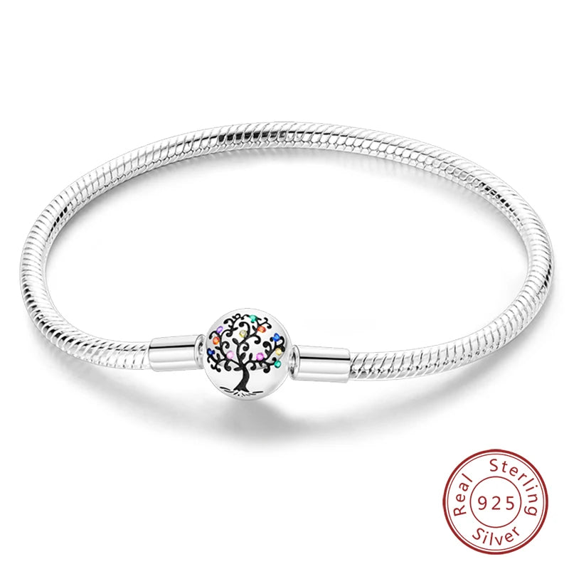 Bracelet en Argent 925 Original – Étoile, Lune & Trèfle Porte-Bonheur