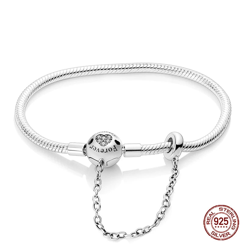 Bracelet en Argent 925 Original – Étoile, Lune & Trèfle Porte-Bonheur
