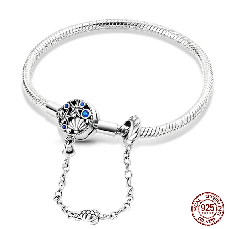 Bracelet en Argent 925 Original – Étoile, Lune & Trèfle Porte-Bonheur