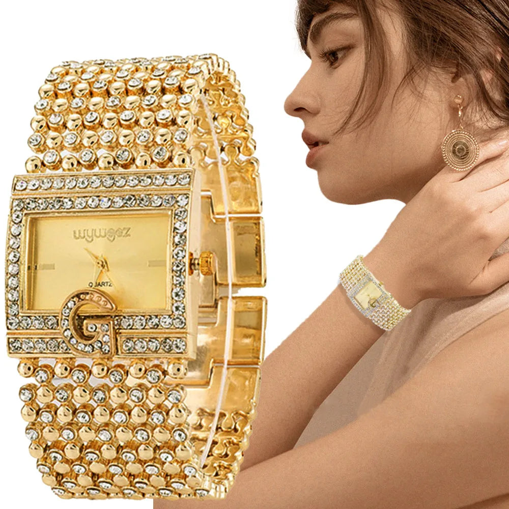 Montre Femme Luxe Décontracté – Quartz Analogique – Bracelet Acier Inoxydable – Strass Élégants