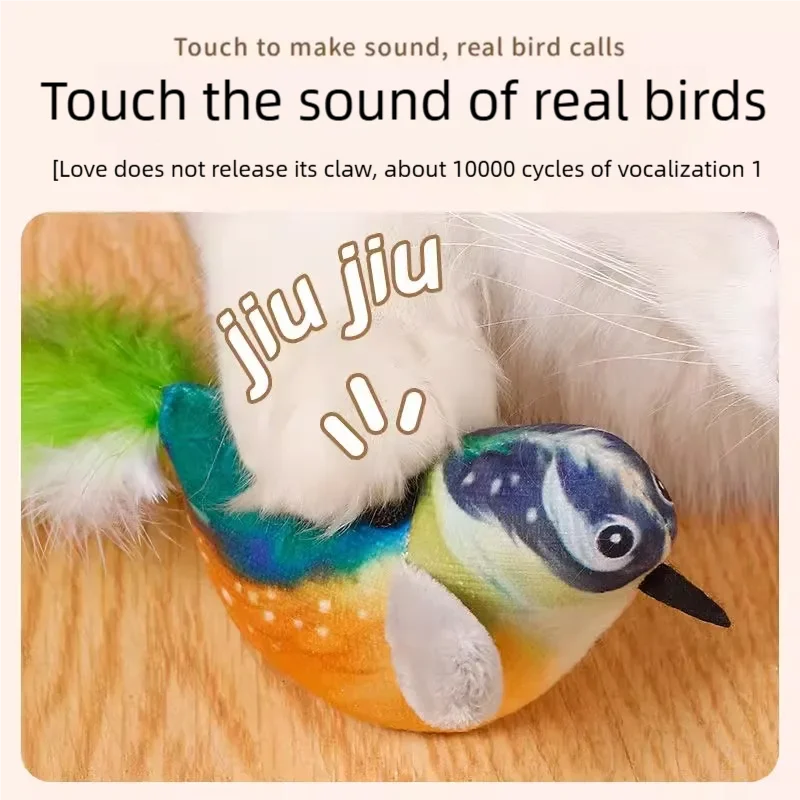 Oiseau interactif couineur pour chat — ailes qui battent