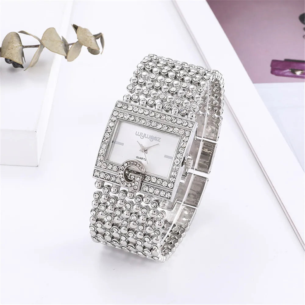 Montre Femme Luxe Décontracté – Quartz Analogique – Bracelet Acier Inoxydable – Strass Élégants