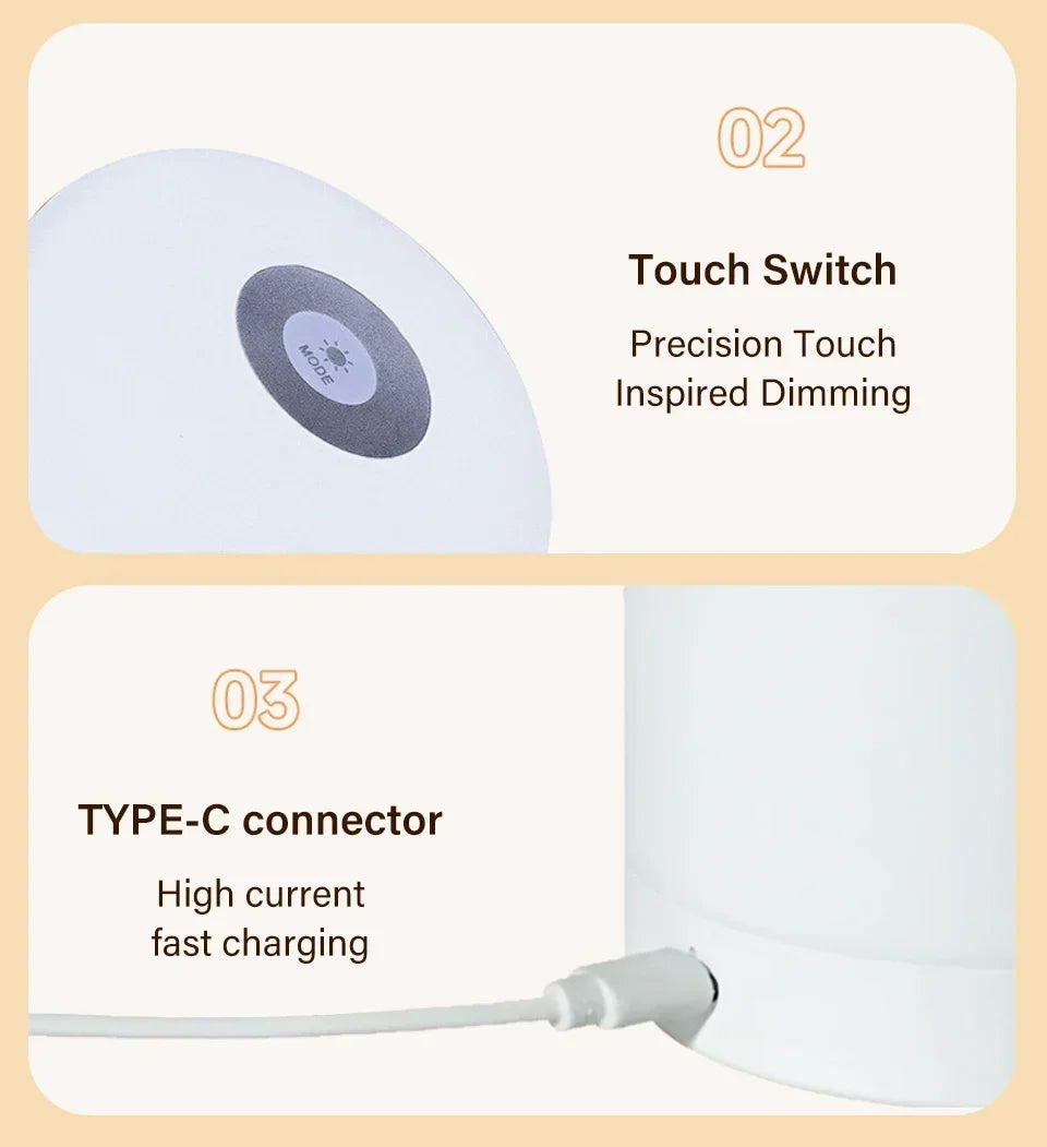 Veilleuse LED Rechargeable avec Télécommande – Tactile, RVB, Intensité Variable