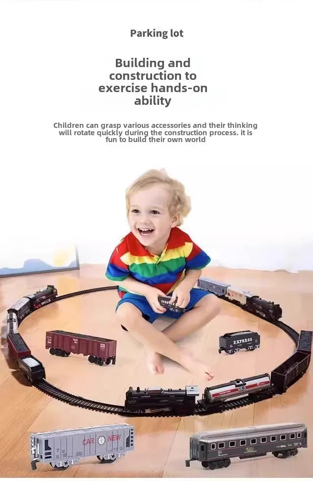 Train Électrique Classique – Pistes Lumineuses & Modèle de Noël (Ensemble Rechargeable)