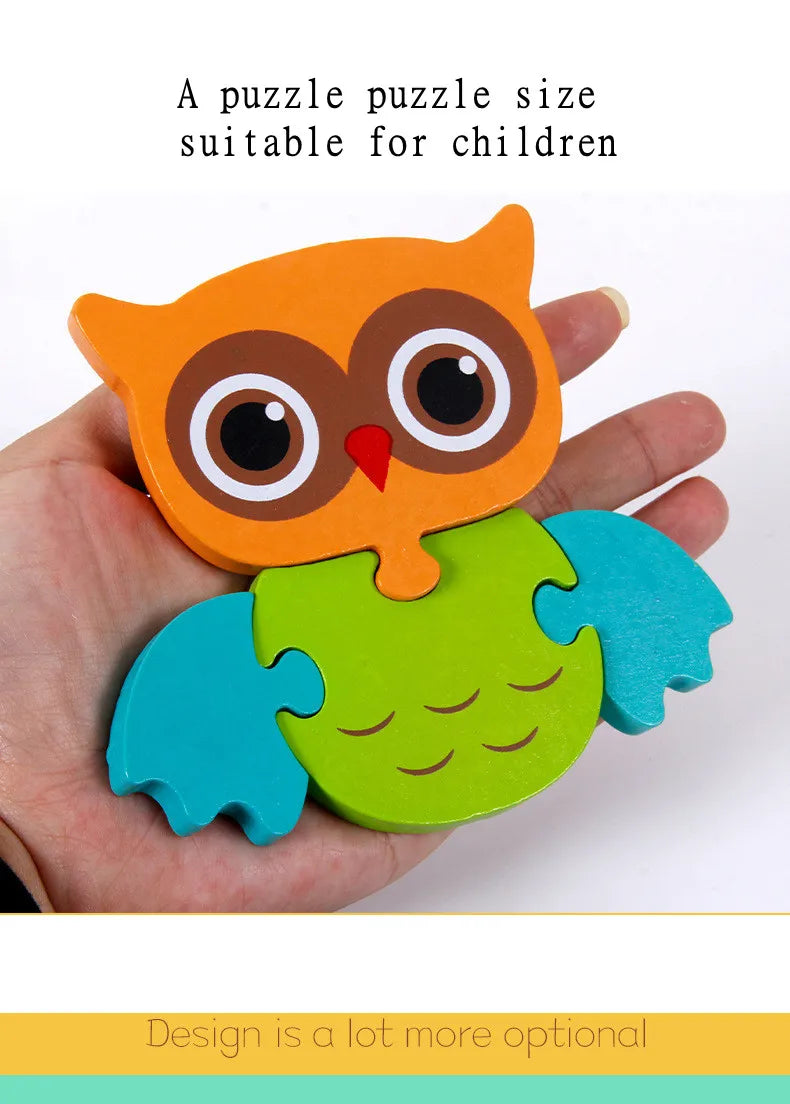 Puzzle 3D en Bois – Animaux • Apprentissage Précoce Montessori