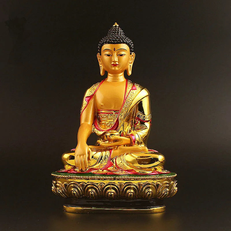 Statue de Bouddha Tibétain Plaqué Or – Grande Figurine 21 cm