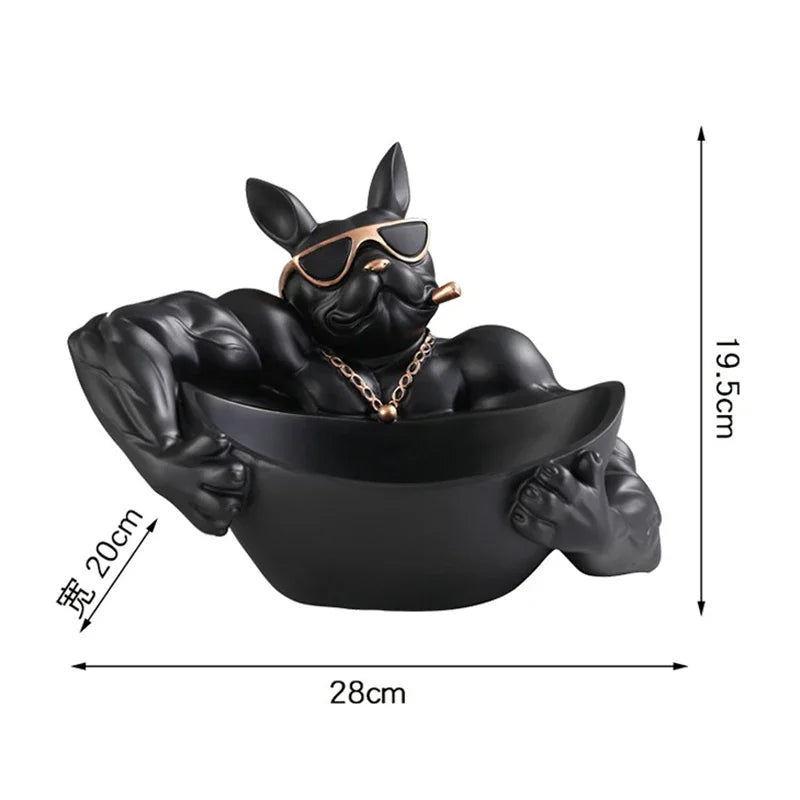 Figurine Chien avec Boîte de Rangement – Statue Décorative en Résine