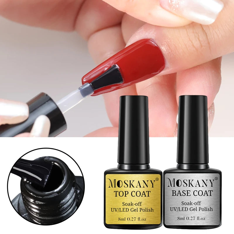 MOSKANY – Ensemble de Vernis à Ongles Acrylique Sans Acide (Base & Finition + Kit Nail Art)