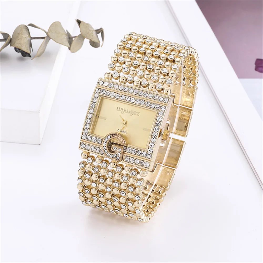 Montre Femme Luxe Décontracté – Quartz Analogique – Bracelet Acier Inoxydable – Strass Élégants