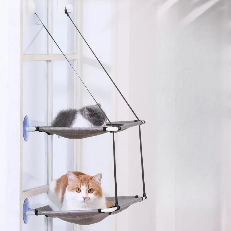 Hamac de fenêtre pour chat — ventouses, simple ou double couche
