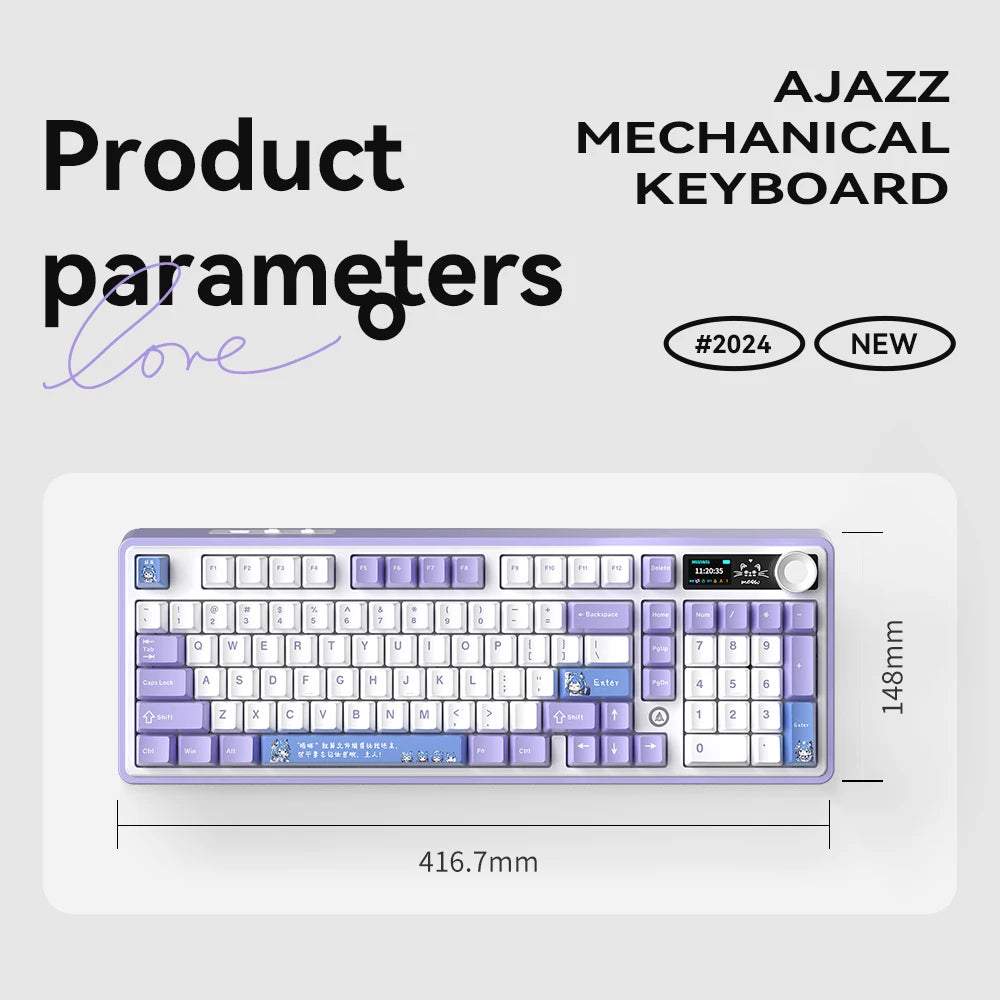 Clavier Mécanique Gamer Ajazz AK980 – Écran Couleur, RGB, Bluetooth & Sans Fil (98 Touches)