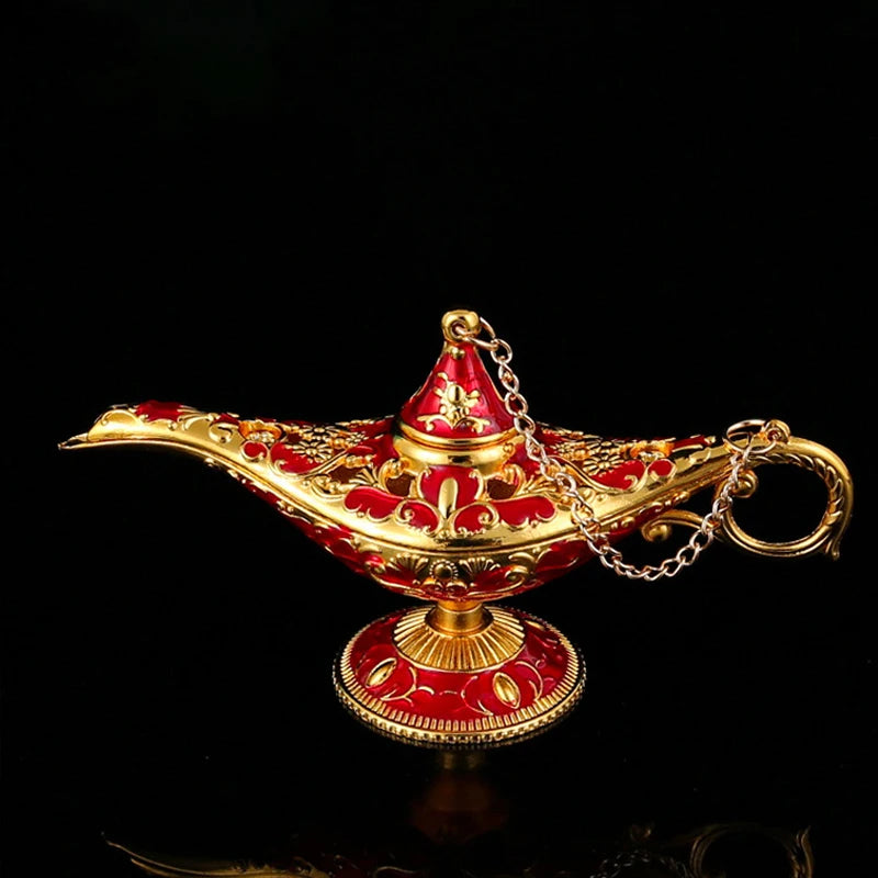 Lampe d’Aladdin Décorative – Mini Ornement en Métal | Rouge / Bleu / Vert
