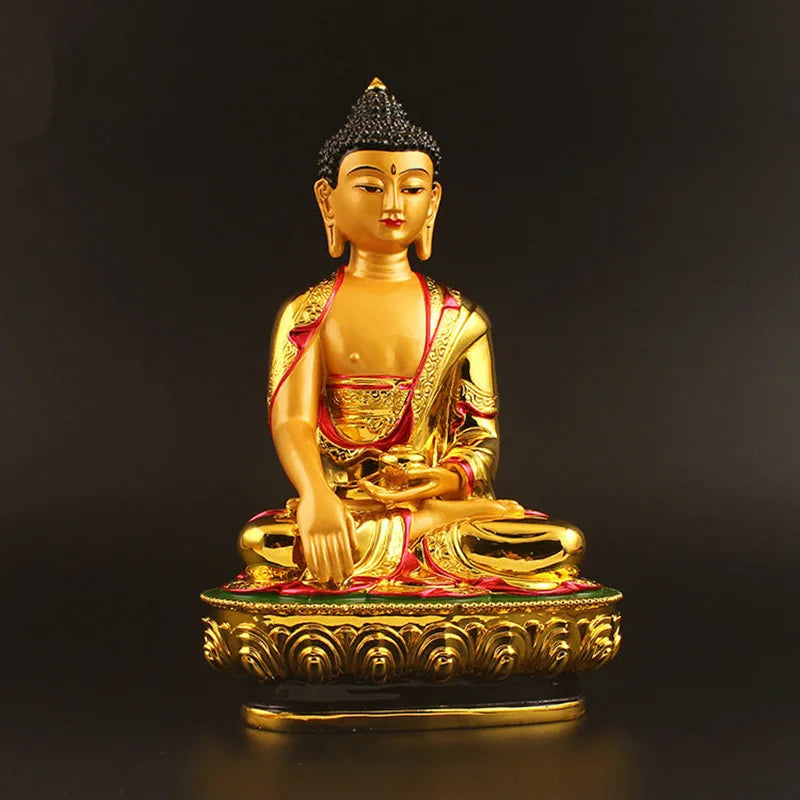 Statue de Bouddha Tibétain Plaqué Or – Grande Figurine 21 cm