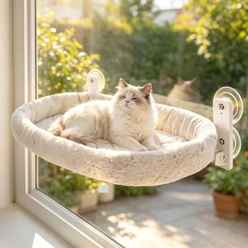 Hamac de fenêtre chaud pour chat — ventouses, nid d'hiver