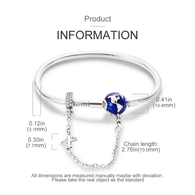 Bracelet en Argent 925 Original – Étoile, Lune & Trèfle Porte-Bonheur