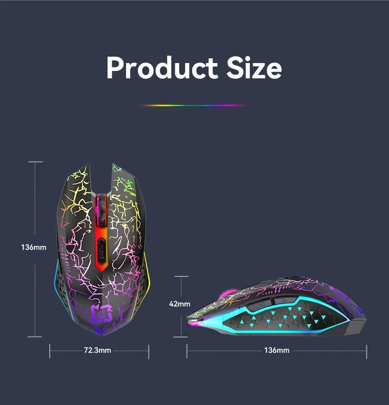 Souris de Jeu Sans Fil Ergonomique RGB – Bluetooth & 2.4G, Rechargeable (6 Boutons)