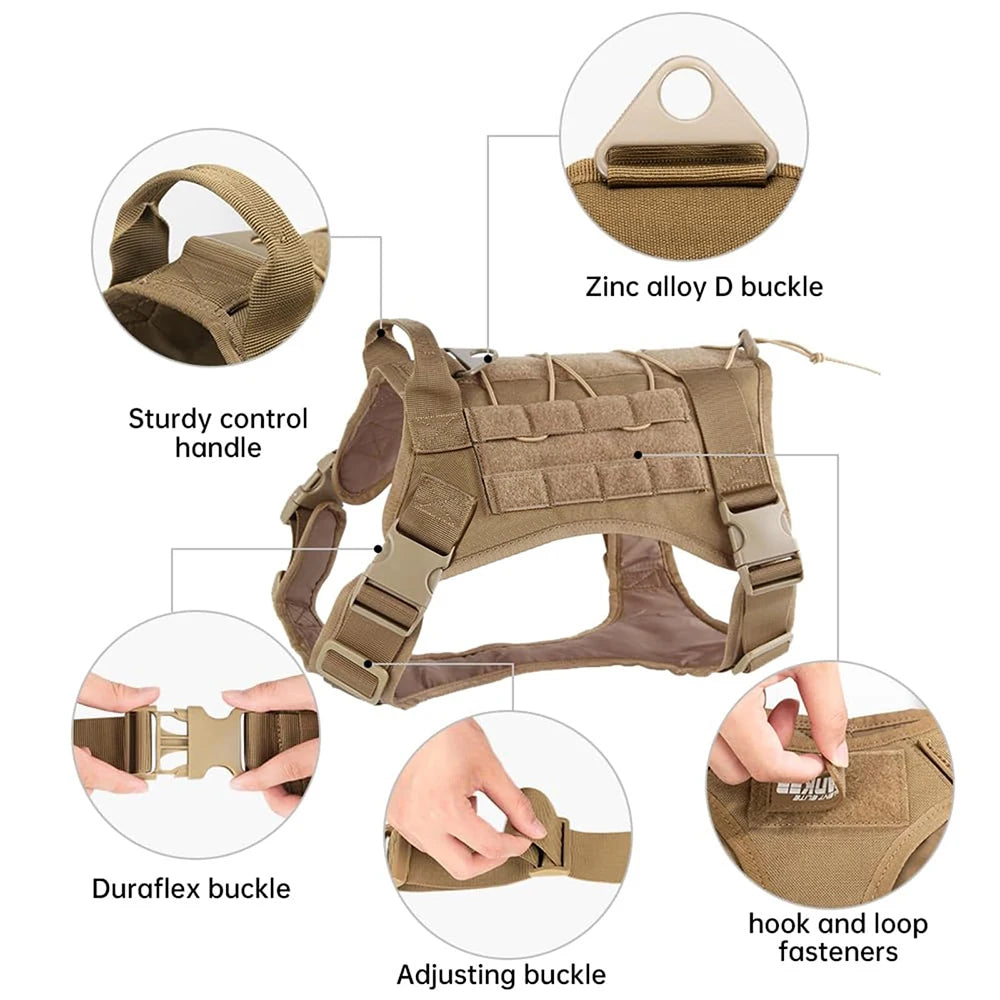 Harnais tactique de service pour grand chien — réglable