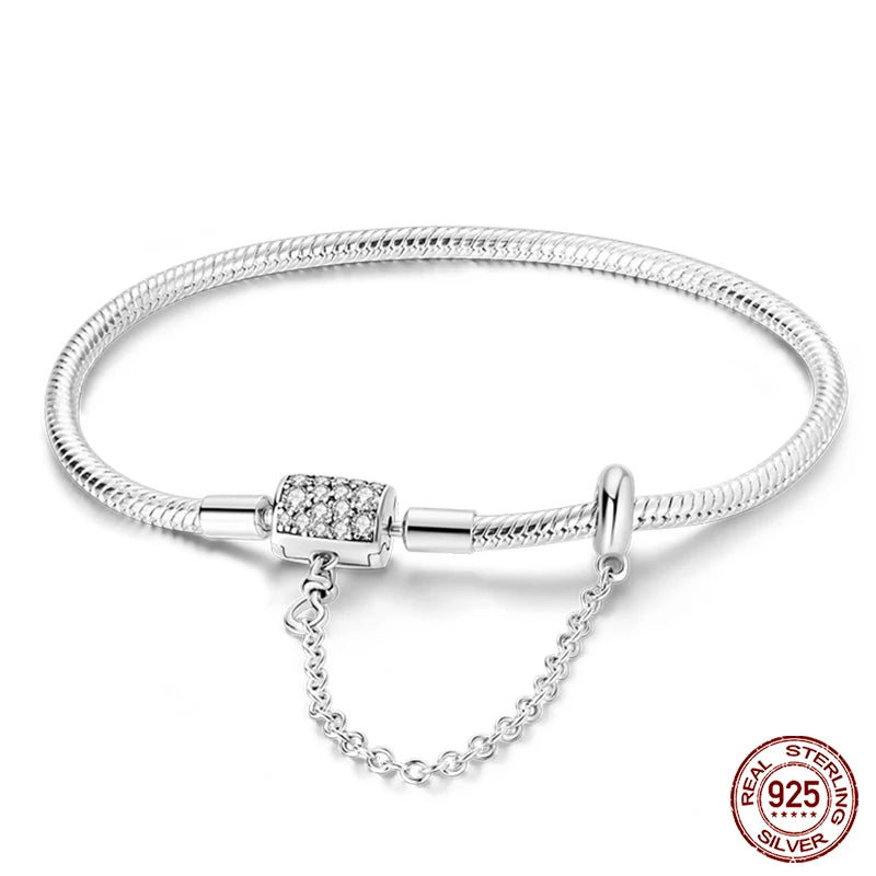 Bracelet en Argent 925 Original – Étoile, Lune & Trèfle Porte-Bonheur