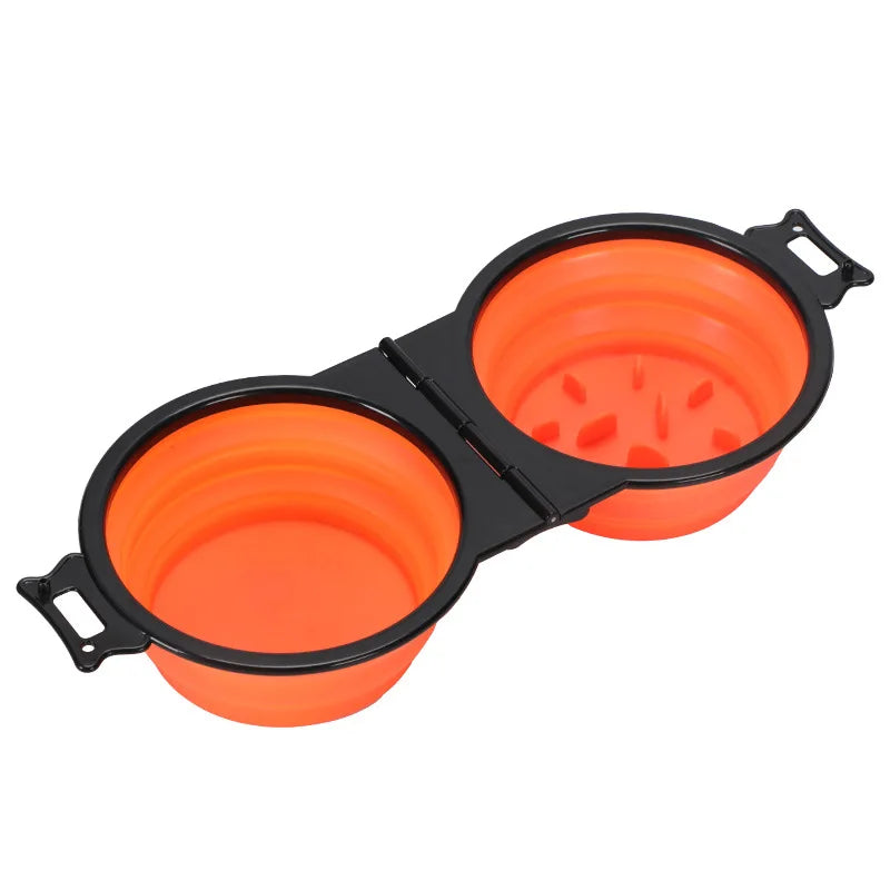 Double gamelle pliable de voyage pour chien et chat — 2-en-1 eau et croquettes