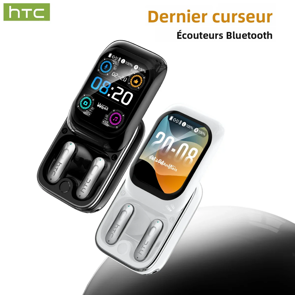 HTC NE48 – Écouteurs Bluetooth TWS AI – Traducteur Intelligent – Écran Ultra HD – Autonomie 48h