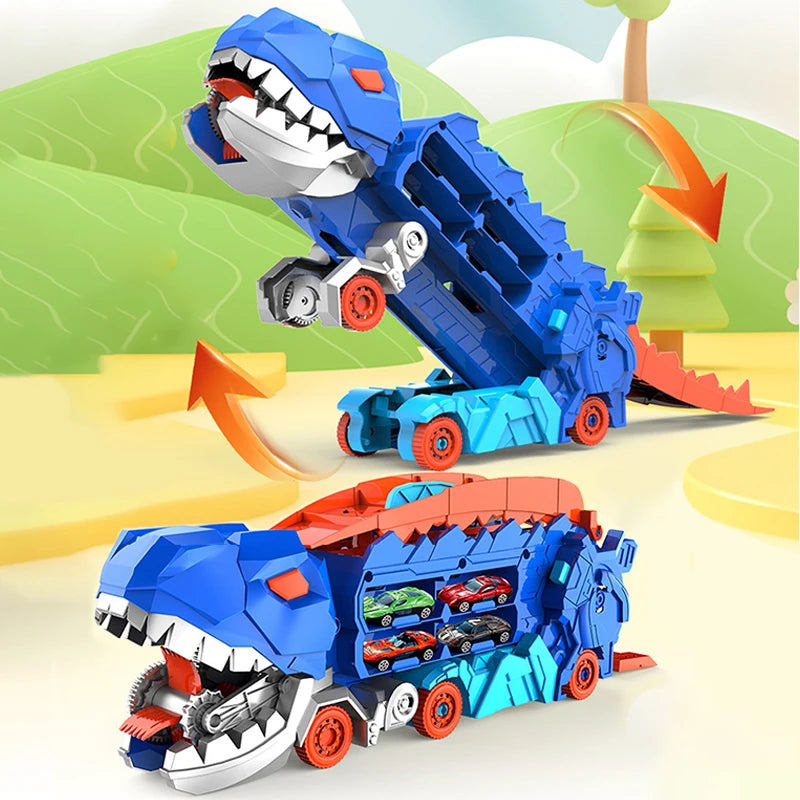 Camion Dinosaure avec Piste Pliable & Mini Voitures – Jouet Enfant 3+