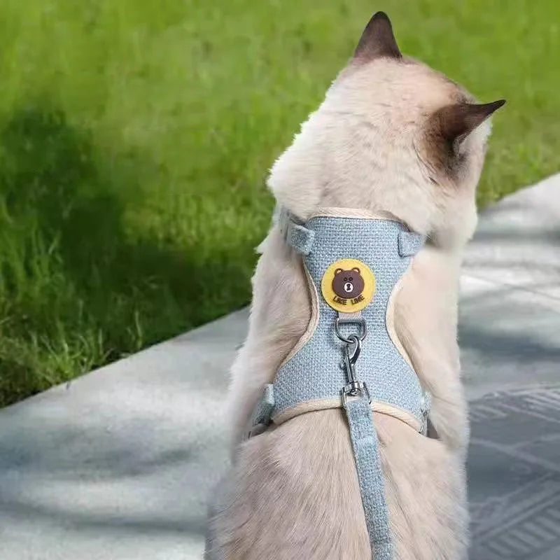 Harnais-veste anti-fugue motif ourson pour chat