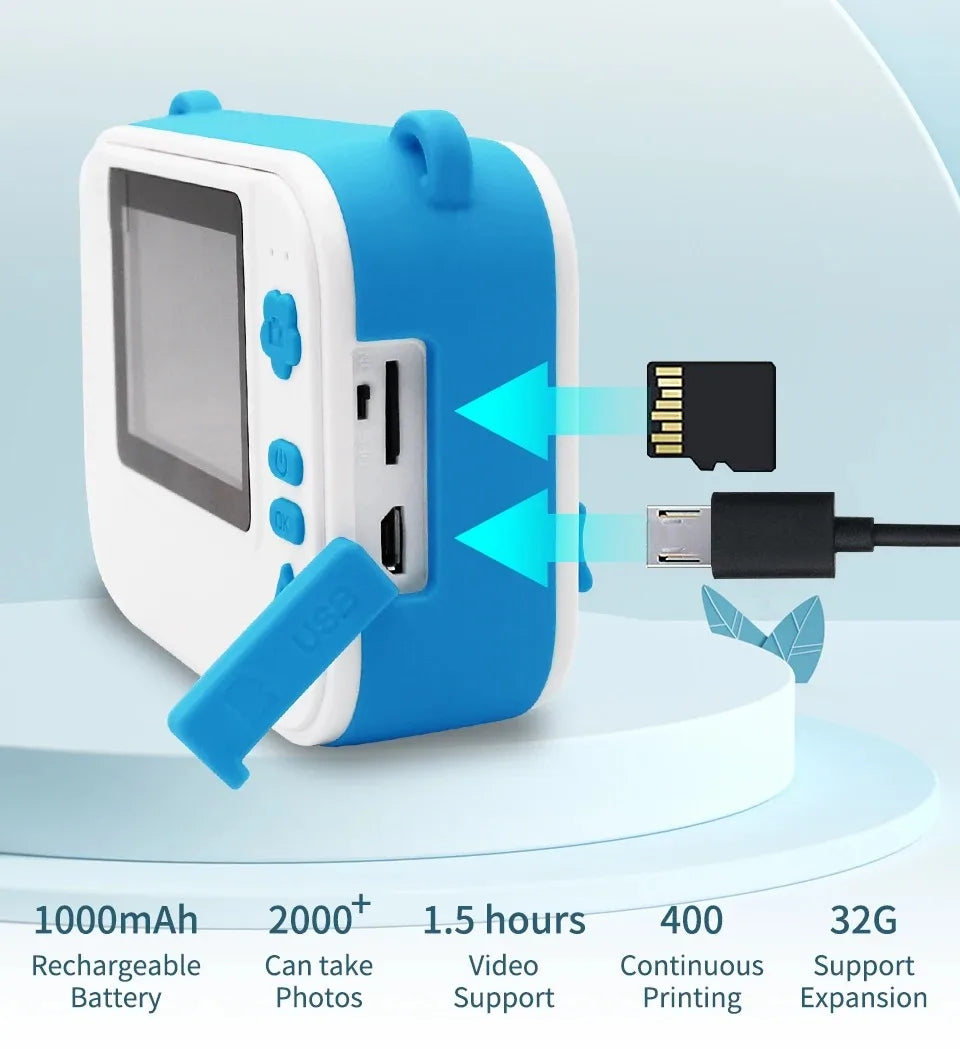 Appareil Photo Instantané Enfants – Impression & Vidéo HD 1080P (Fille & Garçon)