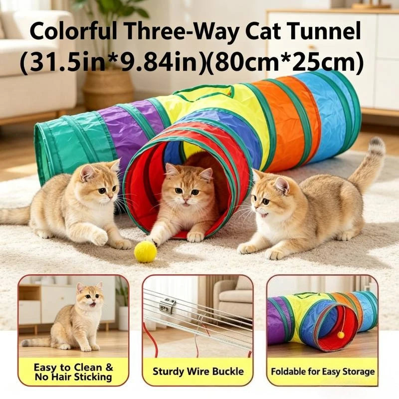 Ensemble de jouets pour chat — tunnel, canne à plume, souris et balles