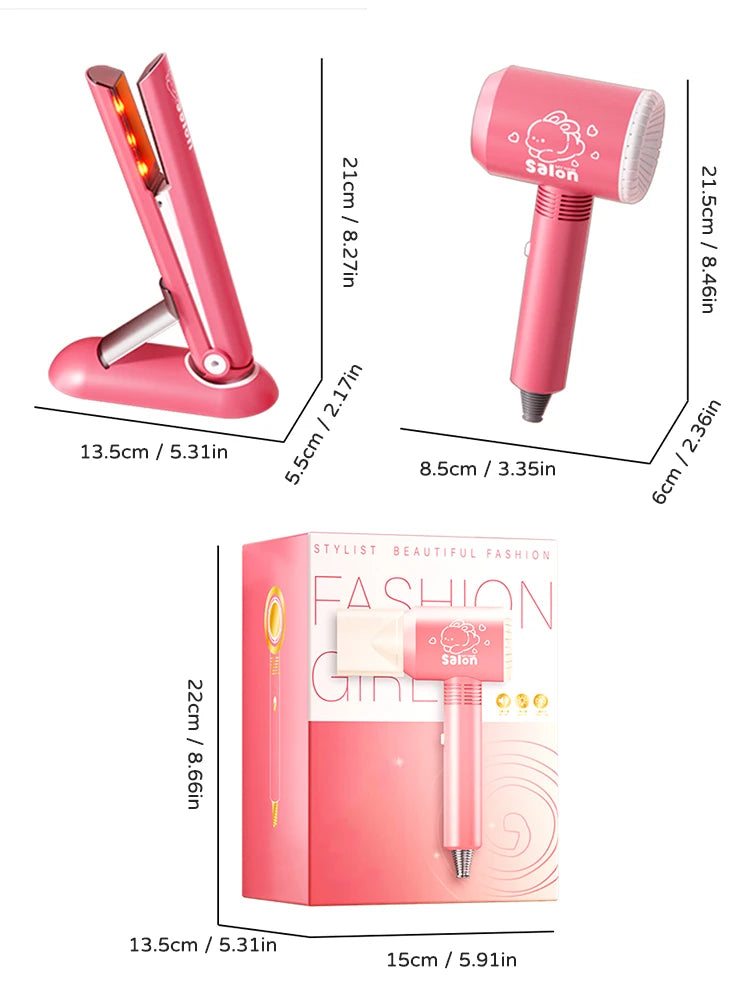 Kit de Coiffure & Beauté pour Enfants – Jeu de Rôle • Sèche-Cheveux / Accessoires • Sans Danger