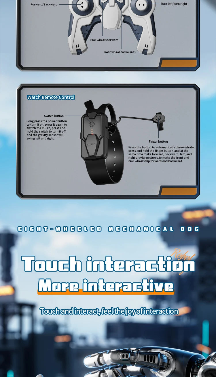 Robot Chien Cascadeur 8WD – Voiture RC Transformable avec Gestes & Lumières