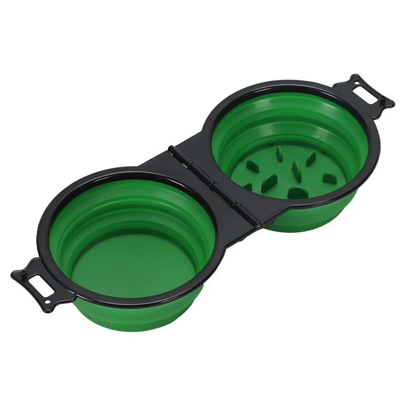 Double gamelle pliable de voyage pour chien et chat — 2-en-1 eau et croquettes