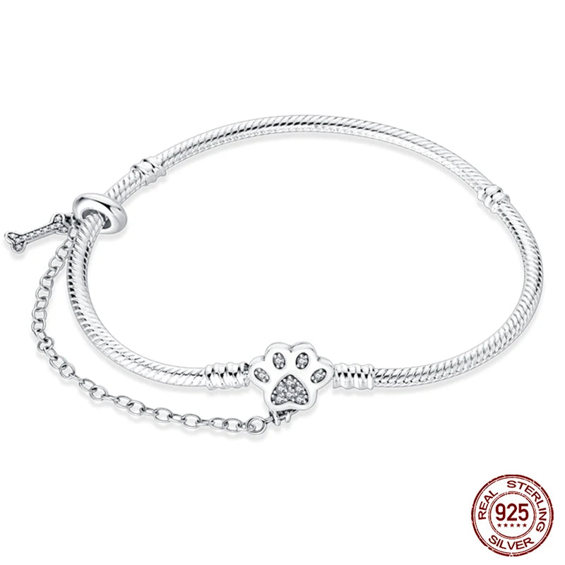 Bracelet en Argent 925 Original – Étoile, Lune & Trèfle Porte-Bonheur