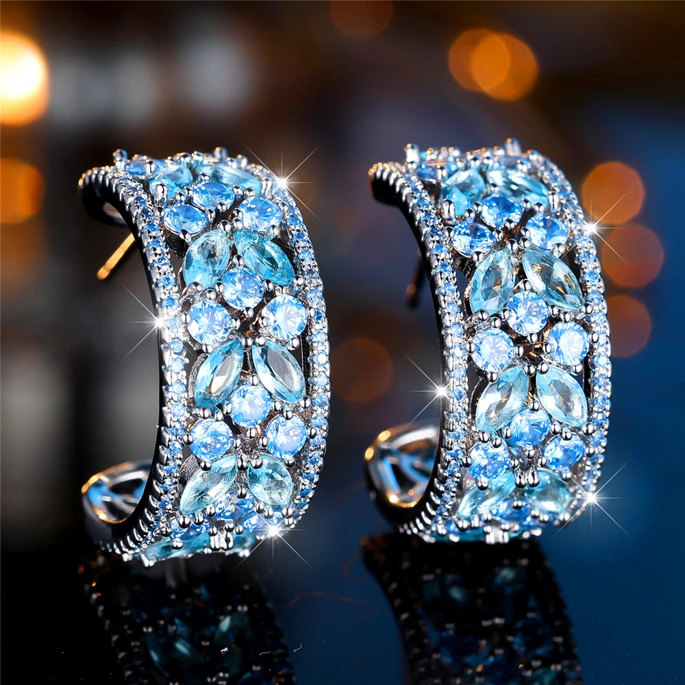 Boucles d’Oreilles à Tige Femme – Cristal CZ Multicolore Luxe