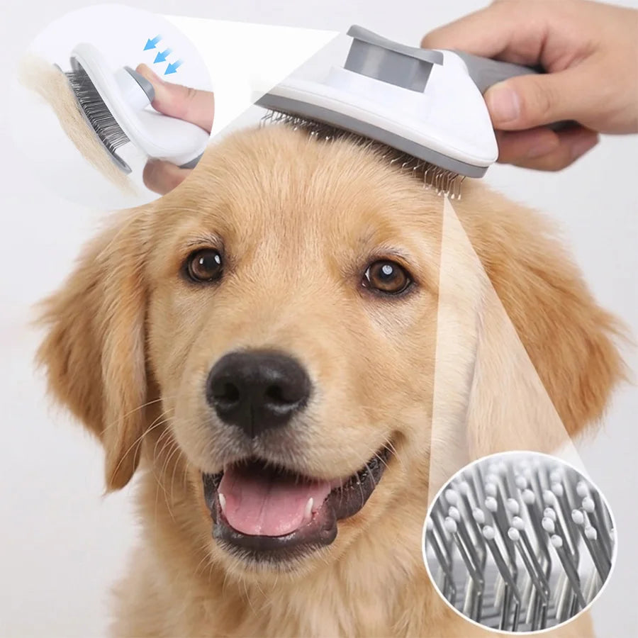 Brosse et peigne de toilettage auto-nettoyant pour chien et chat