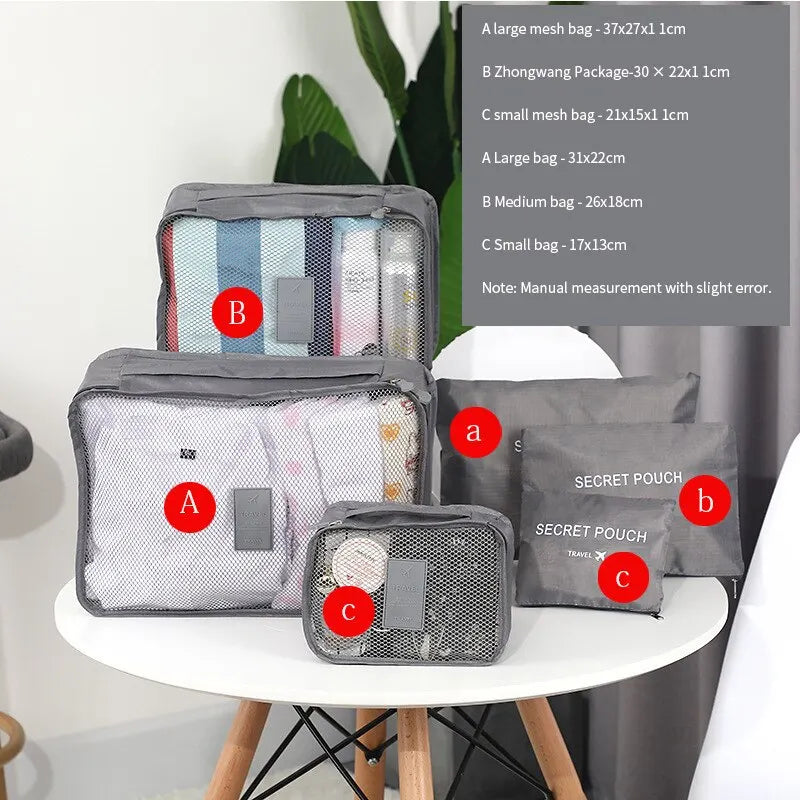 Ensemble de 6 Sacs de Rangement pour Voyage – Organisateurs de Bagages Imperméables & Pliables