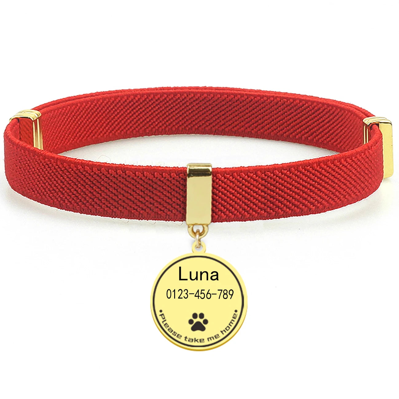 Collier chat personnalisable avec plaque métal gravée — sécurité