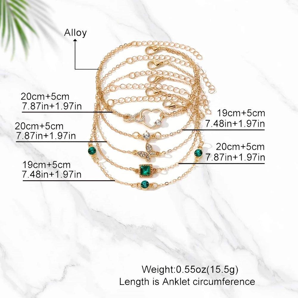 Ensemble de Bracelets Vintage – 5 Pièces (Motifs Géométriques & Étincelants)
