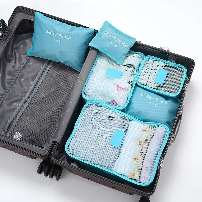 Ensemble de 6 Sacs de Rangement pour Voyage – Organisateurs de Bagages Imperméables & Pliables