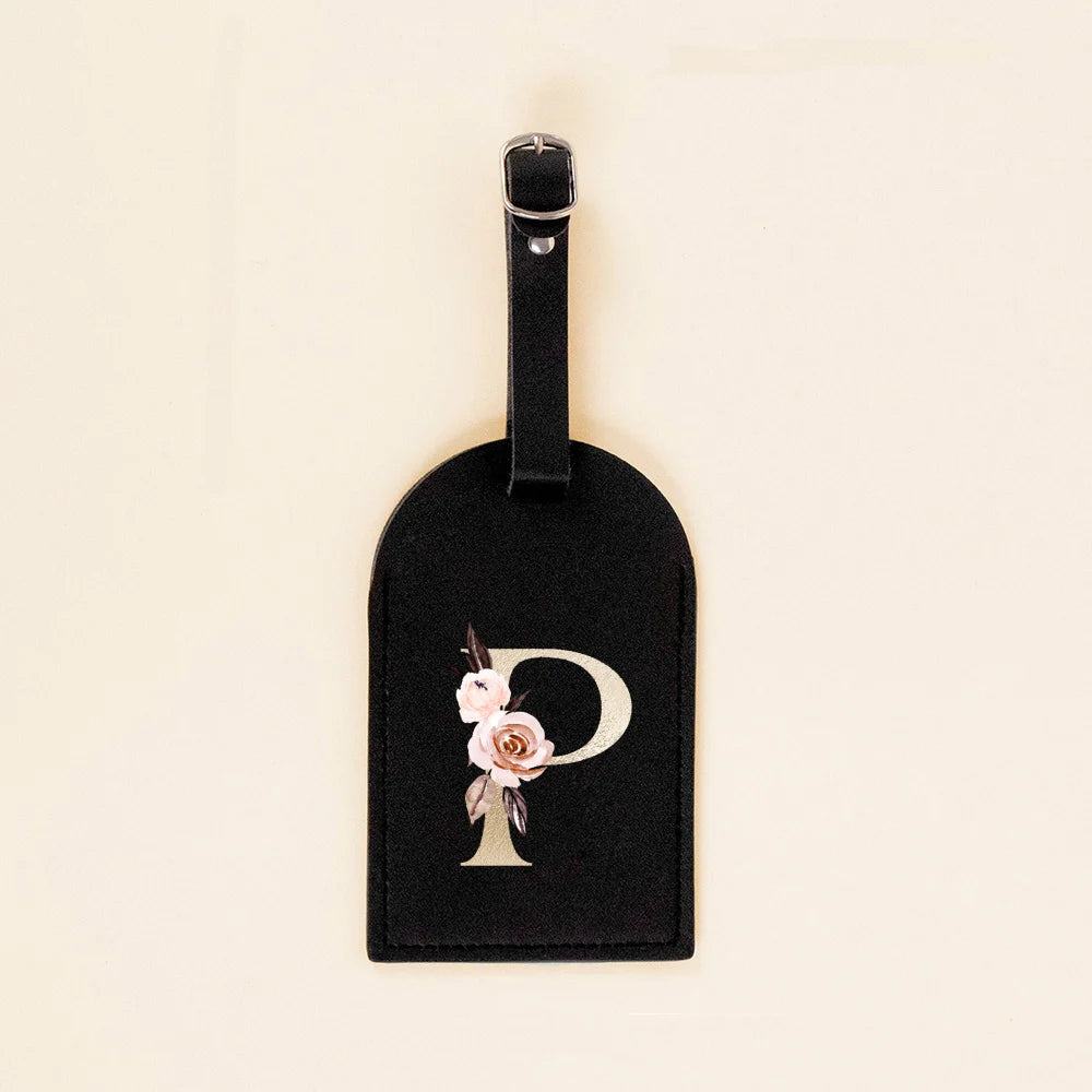 Étiquette de Bagage Initiale en Cuir PU – Carte Nominative & Protection Confidentialité