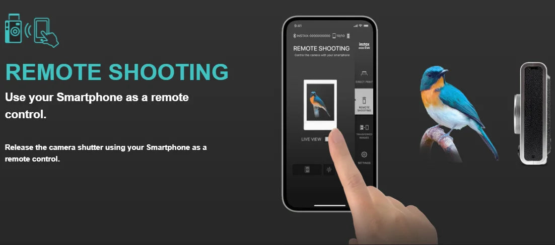 Fujifilm Instax Mini Evo – Caméra Instantanée Hybride | Smartphone Print | Effets Créatifs (Noir & Marron)