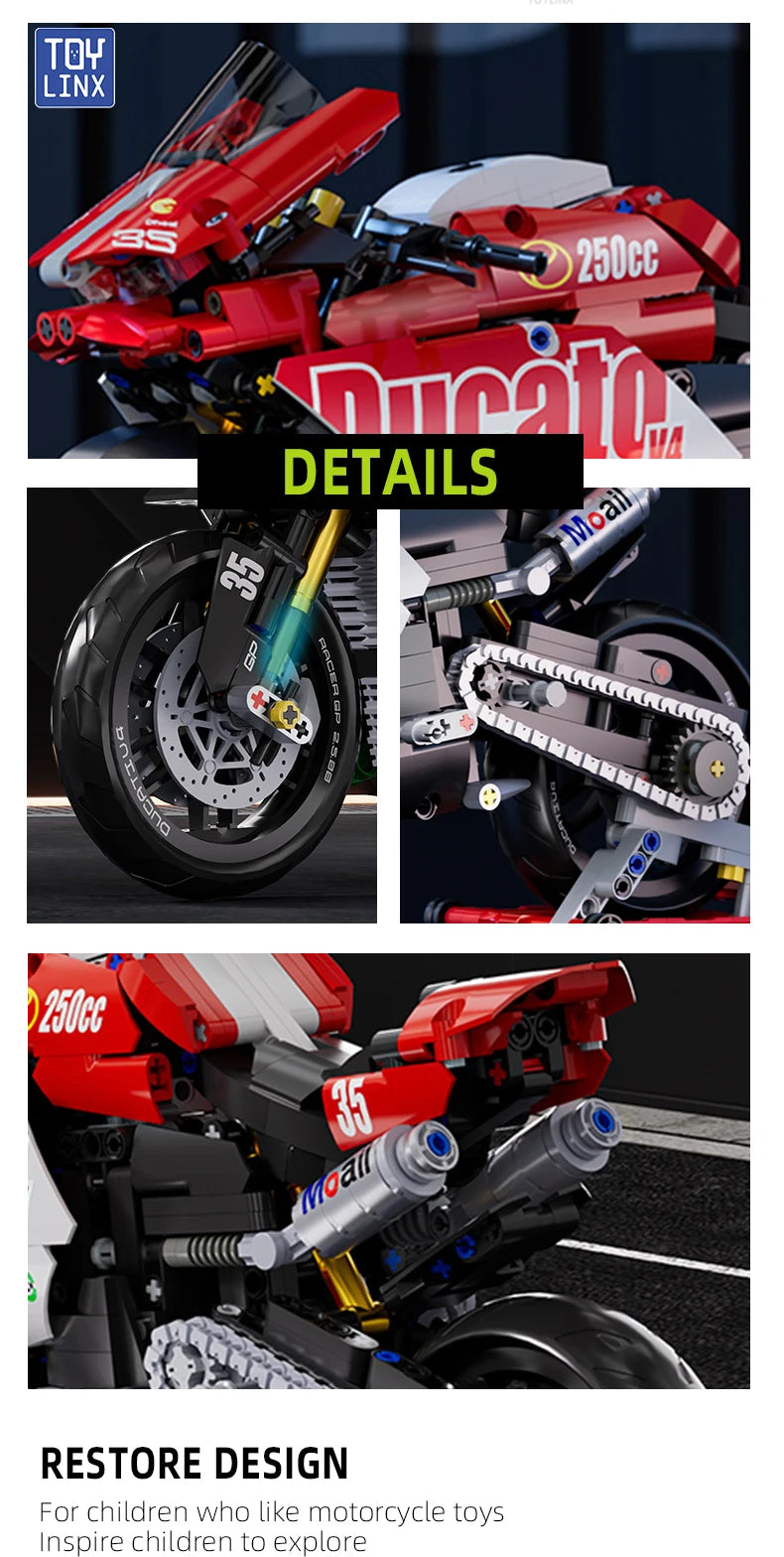 Moto de Collection ToylinX – Kit de Construction Technique 883 Pièces (Modèle 88800)