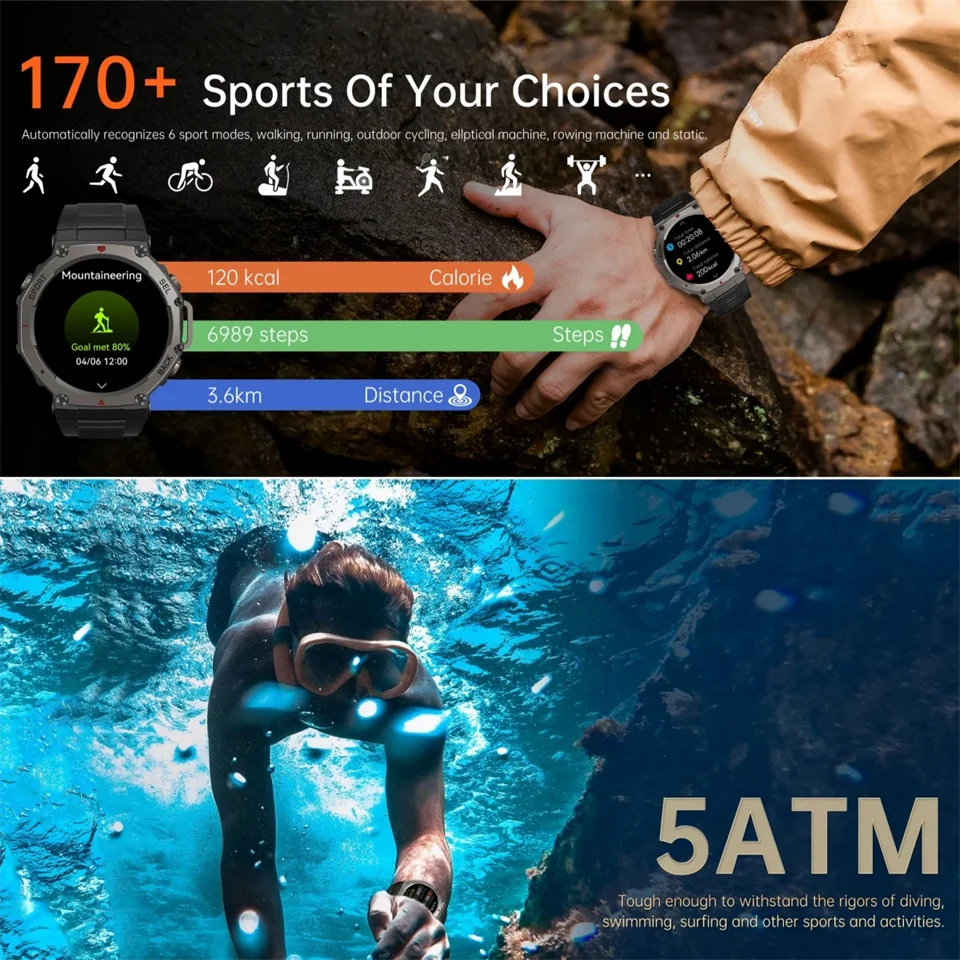 Montre Intelligente Militaire GPS T-Rex 3 Pro – Double Bande, 10 ATM, AMOLED (48 mm)