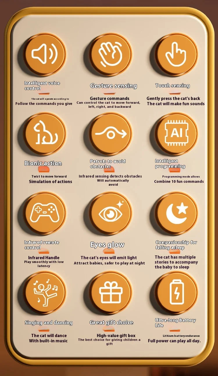 Jouet Robot Chat Télécommandé – Marche, Lumières & Actions – Cadeau Enfant