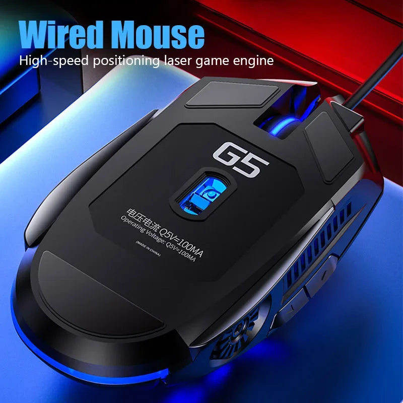 Souris Gaming Filaire G5 – Rétro-éclairage, 6 Boutons Macro, Haute Précision