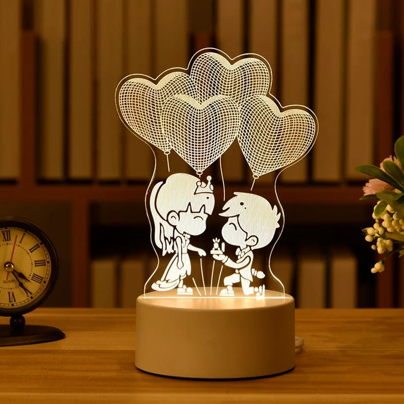 Lampe LED Acrylique 3D – Love Romantic & Ambiance Douce