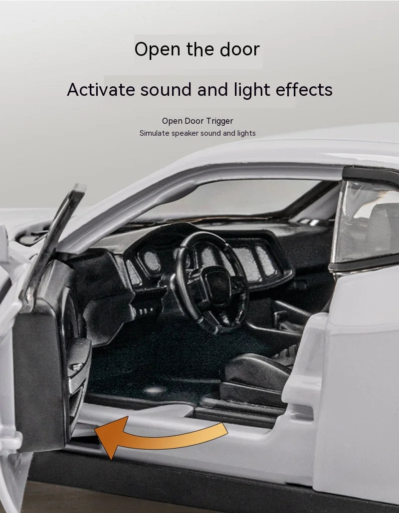 Dodge Challenger Hellcat – Modèle 1:32 en Alliage | Son & Lumière | Pull-Back