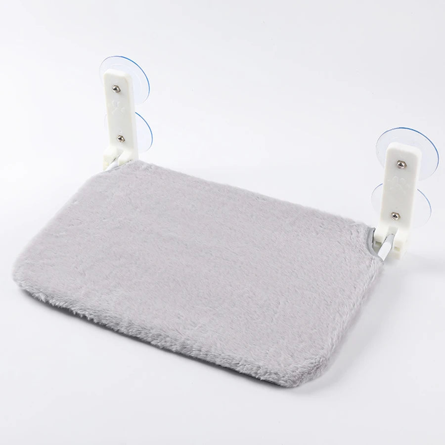 Hamac de fenêtre pliable en mesh pour chat — sans montage, double ventouse