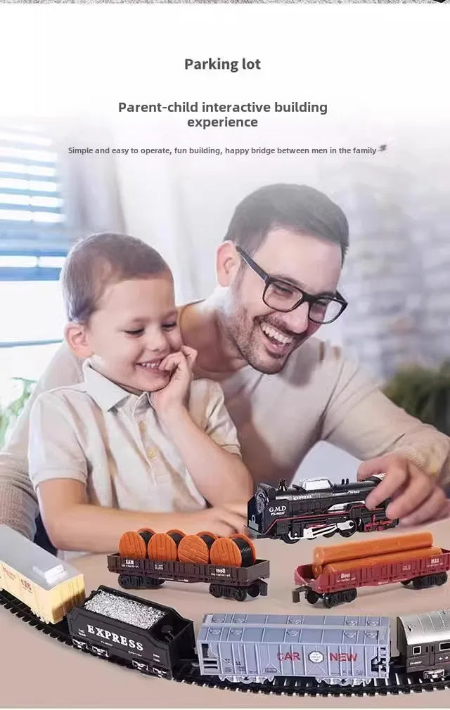 Train Électrique Classique – Pistes Lumineuses & Modèle de Noël (Ensemble Rechargeable)