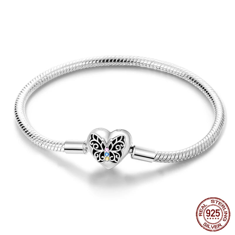 Bracelet en Argent 925 Original – Étoile, Lune & Trèfle Porte-Bonheur