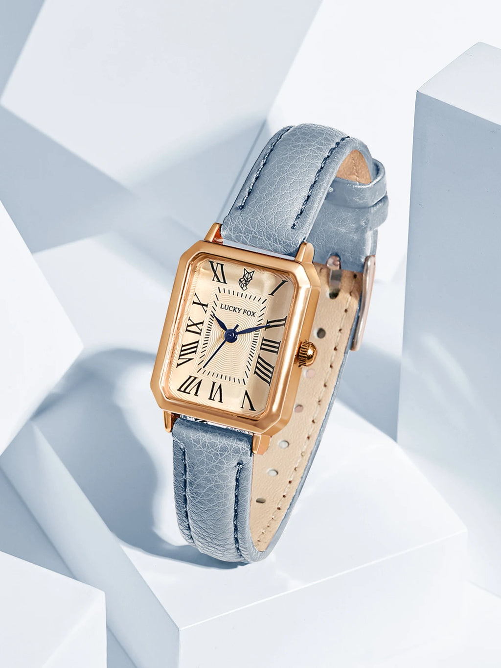 Montre Carrée Rétro Femme – Bracelet Cuir – LUCKYFOX L19